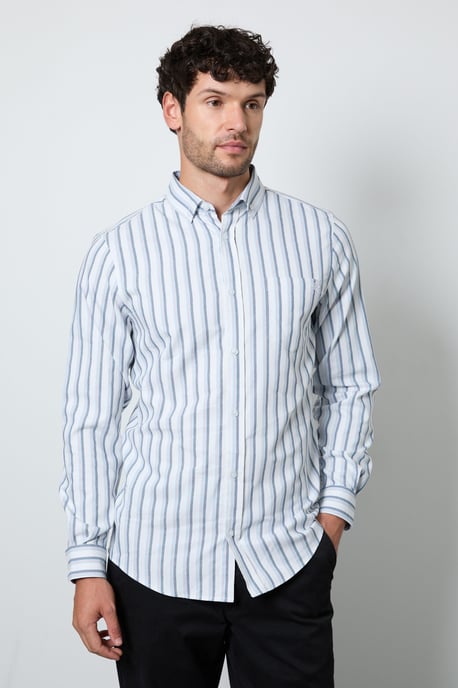 Off White Bold Stripe Long Sleeve Shirt - Image 1