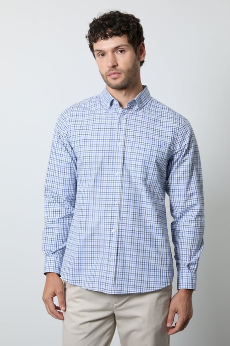Blue Tattersall Check Long Sleeve Shirt - Image 1