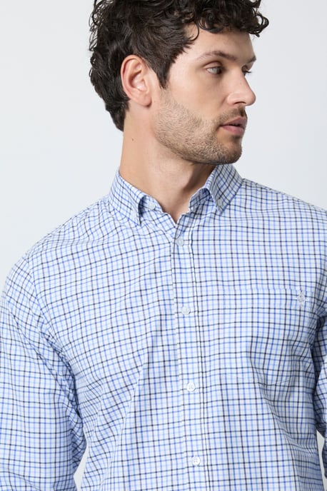Blue Tattersall Check Long Sleeve Shirt - Image 2