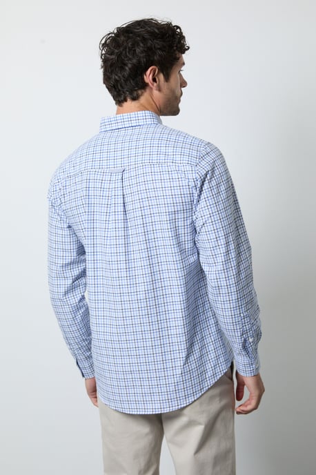 Blue Tattersall Check Long Sleeve Shirt - Image 3