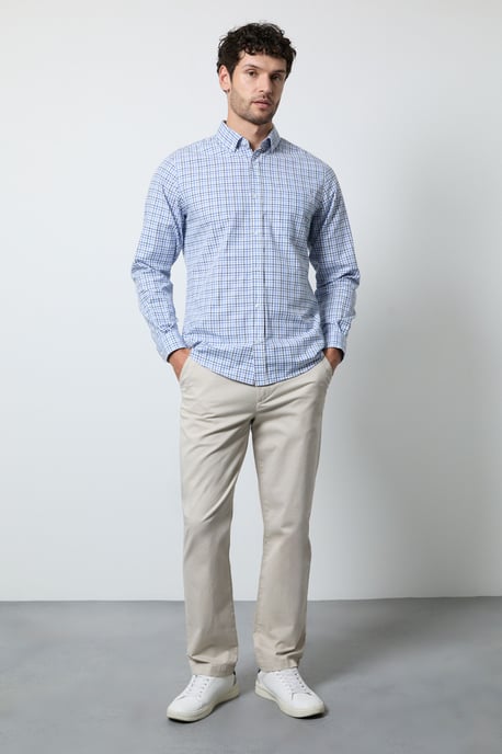 Blue Tattersall Check Long Sleeve Shirt - Image 4