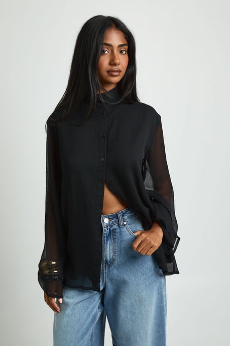 Chiffon Funnel Neck Blouse - Image 1