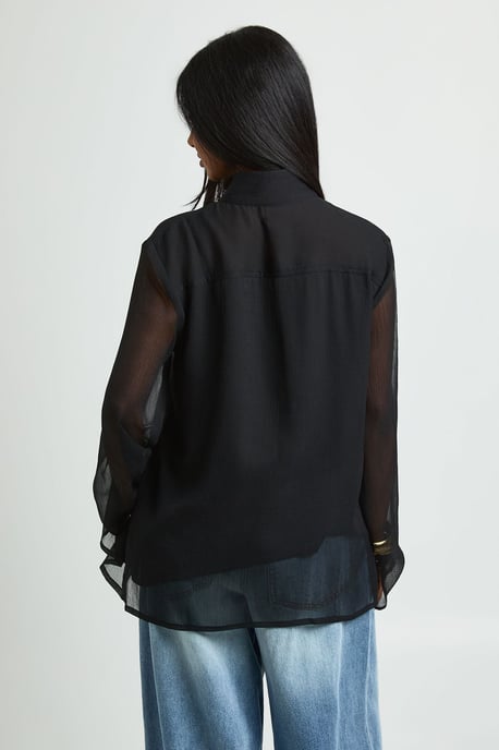 Chiffon Funnel Neck Blouse - Image 2