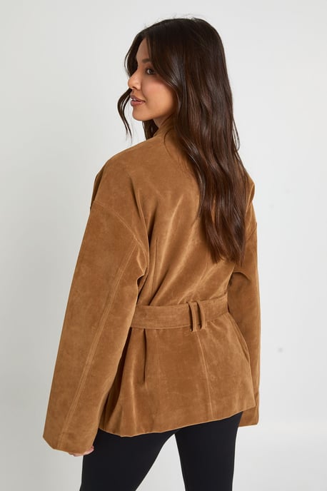 Faux Suede Belted Jacket - Image 2