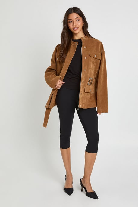 Faux Suede Belted Jacket - Image 3