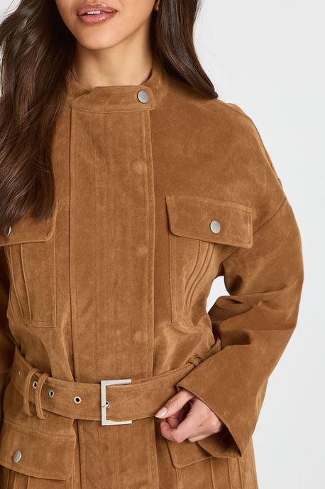 Faux Suede Belted Jacket - Image 4
