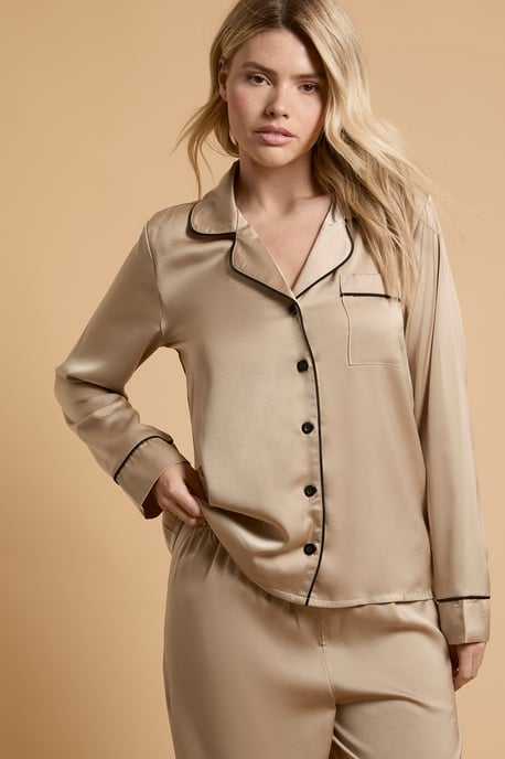 Plain Satin Contrast Binding Nightwear Set - Image 2