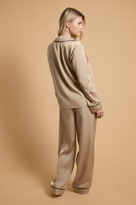 Plain Satin Contrast Binding Nightwear Set - Image 3