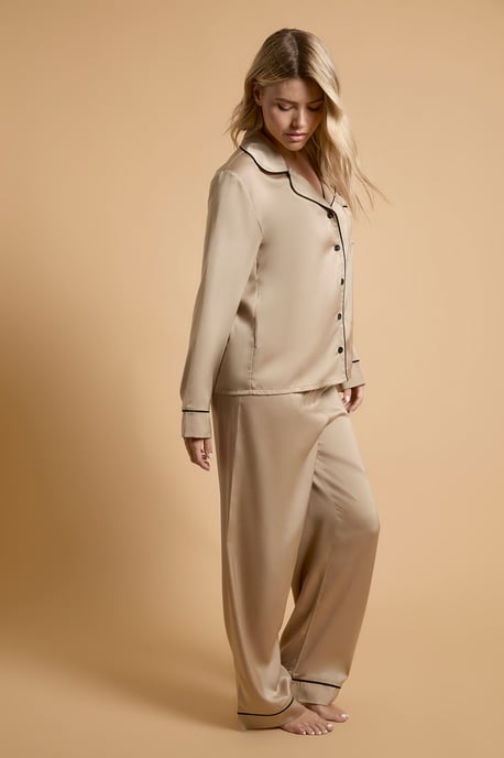 Plain Satin Contrast Binding Nightwear Set - Image 4