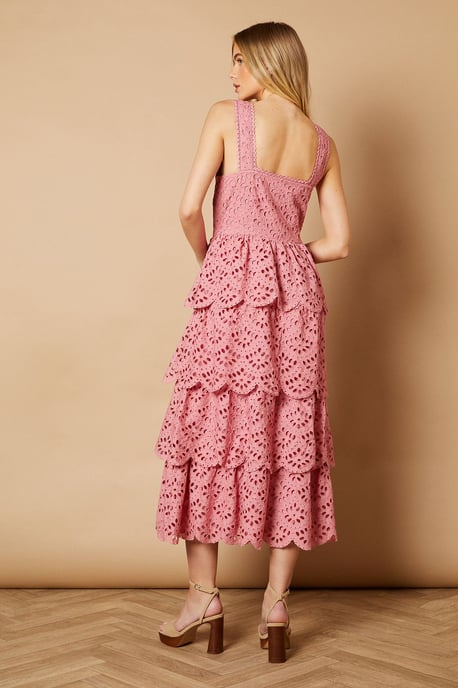 Scallop Trim Broderie Midi Dress - Image 3