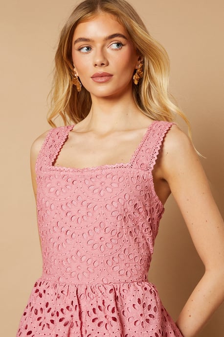 Scallop Trim Broderie Midi Dress - Image 4