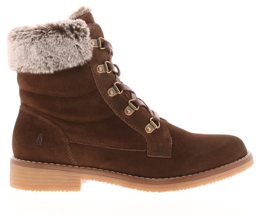 Hush Puppies Womens Ankle Boots Florence Suede Leather Zip and Lace brown - Image 2
