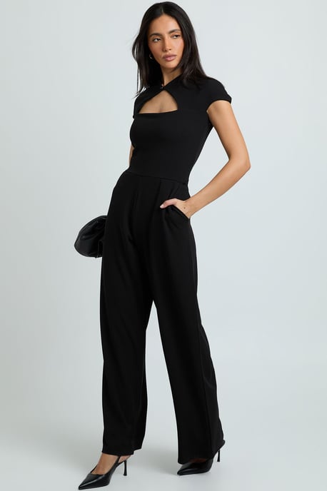 Jersey Crepe High Neck Wide Leg Jumpsuit - Image 3