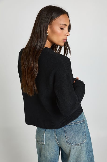 Crew Neck Soft Knit Knitted Cardigan - Image 2