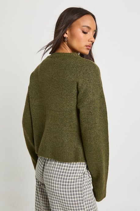 Crew Neck Soft Knit Knitted Cardigan - Image 2