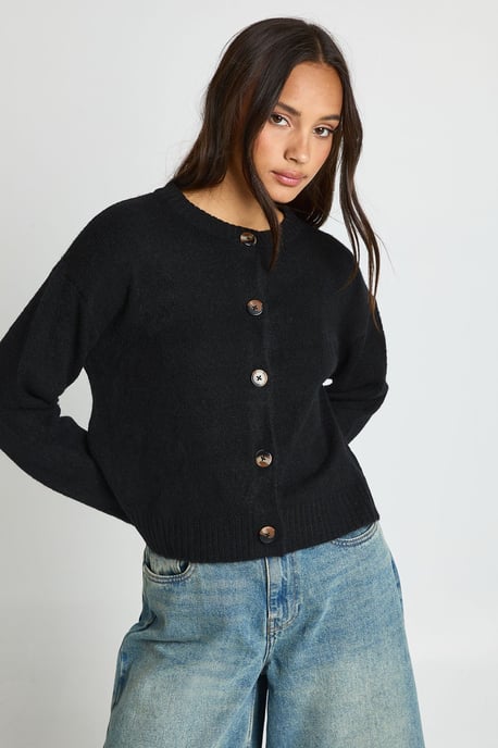 Crew Neck Soft Knit Knitted Cardigan - Image 3