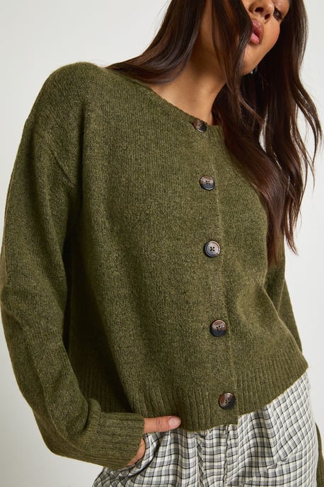 Crew Neck Soft Knit Knitted Cardigan - Image 4