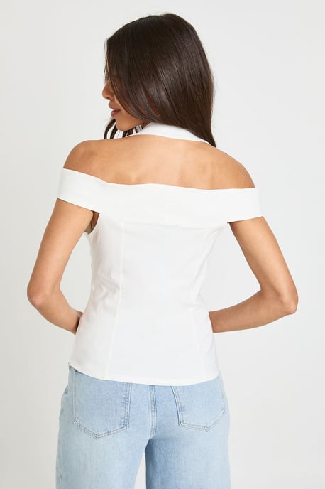 Bengaline Halterneck Off The Shoulder Corset Top - Image 2