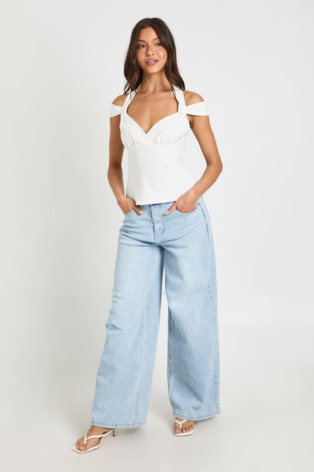 Bengaline Halterneck Off The Shoulder Corset Top - Image 3