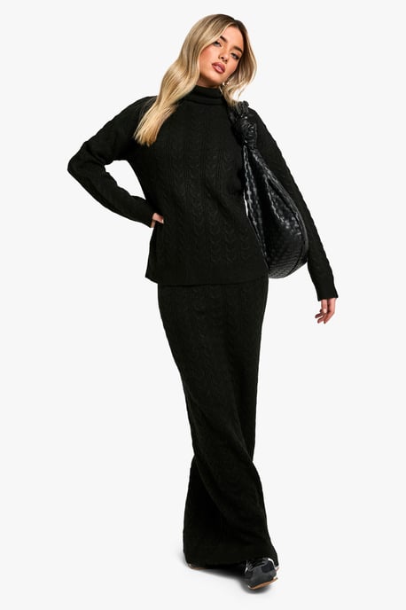 Soft Cable Roll Neck Jumper And Maxi Skirt Co-ord - Image 1