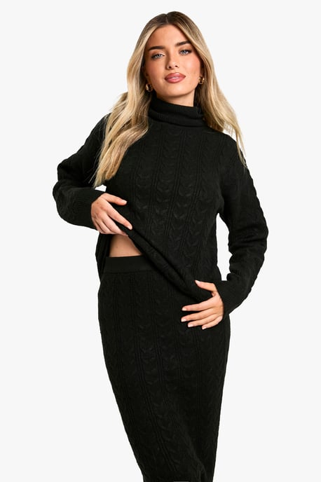 Soft Cable Roll Neck Jumper And Maxi Skirt Co-ord - Image 4