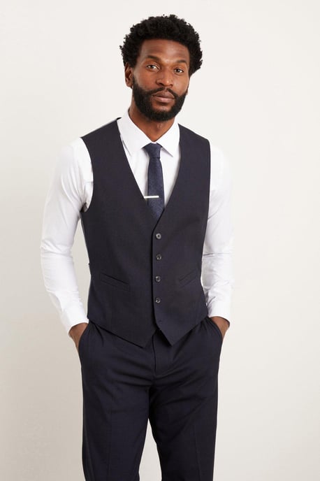 Slim Fit Navy Essential Waistcoat - Image 1