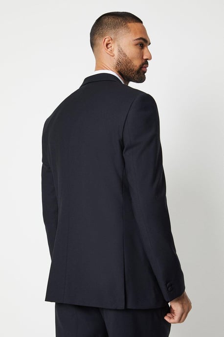 Tailored Fit Black Tuxedo Suit Jacket - Image 3
