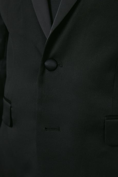 Tailored Fit Black Tuxedo Suit Jacket - Image 5