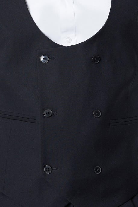Tailored Fit Black Tuxedo Suit Waistcoat - Image 2