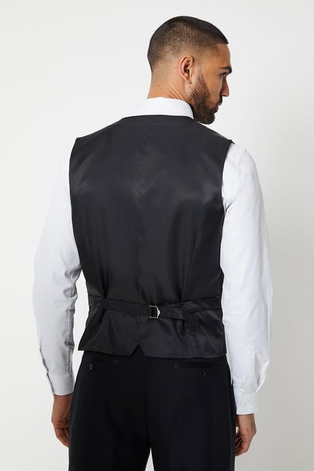 Tailored Fit Black Tuxedo Suit Waistcoat - Image 3