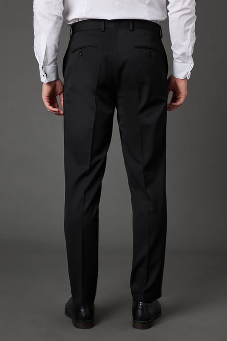 Black Satin Tape Slim Fit Tuxedo Trousers - Image 5