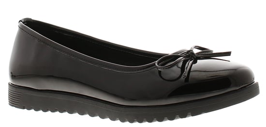 Platino Womens Ballerina Wedges Print Slip On Black Patent - Image 1