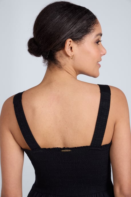 'Astrid' Women's Jumpsuit Relaxed Fit Sleeveless Shirred Bodice Wide Leg Outfit Black - Image 3