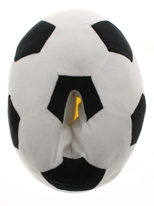 Childrens Boys Novelty Football Slippers White Black - Image 1