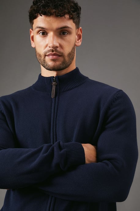 Premium Pure Cotton Zip Thru Knit Jumper - Image 4