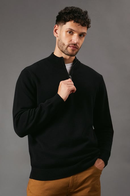 Premium Pure Cotton Half Zip Funnel Jumper - Image 1