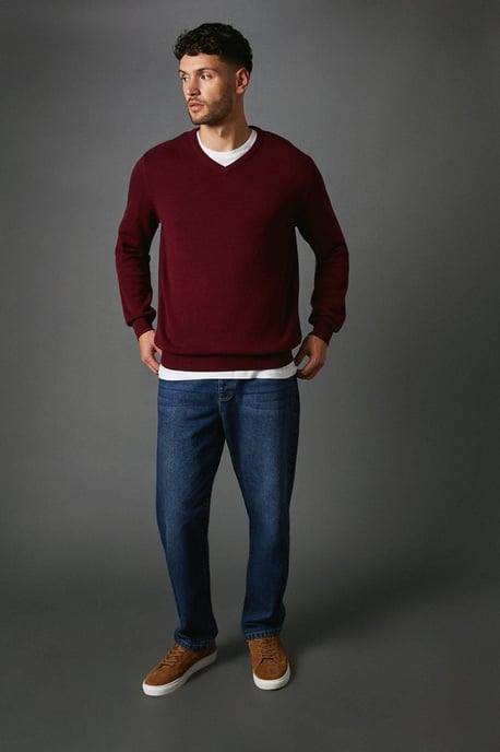 Premium Pure Cotton V-neck Jumper - Image 2