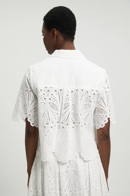 Cotton Broderie Short Sleeve Blouse - Image 3