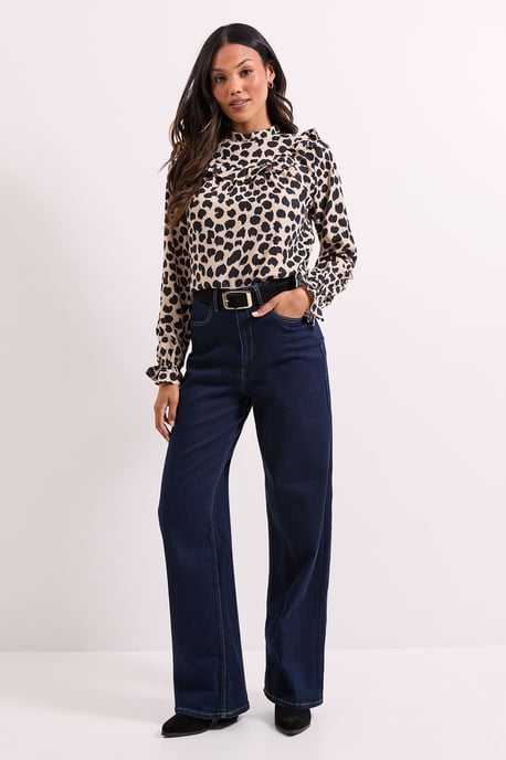 Animal Ruffle Neck Printed Long Sleeve Blouse - Image 2