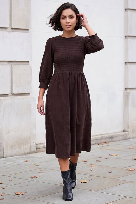 Corduroy Shirred Midi Dress - Image 2
