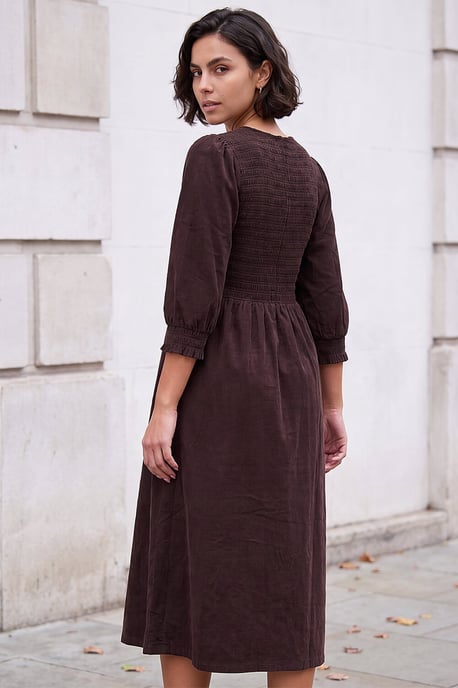 Corduroy Shirred Midi Dress - Image 3