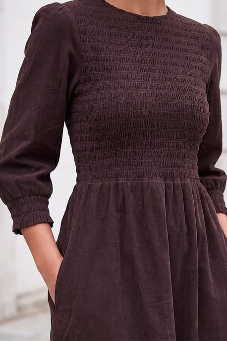 Corduroy Shirred Midi Dress - Image 4