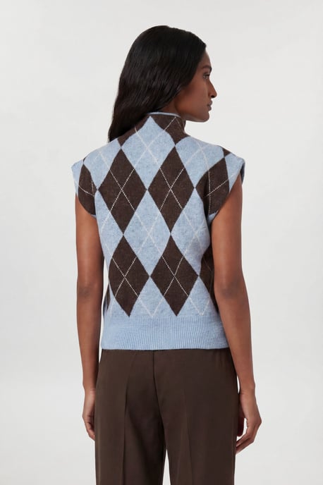Studded Argyle Wool Blend Cosy Knitted Top - Image 2