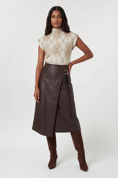 Studded Argyle Wool Blend Cosy Knitted Top - Image 4