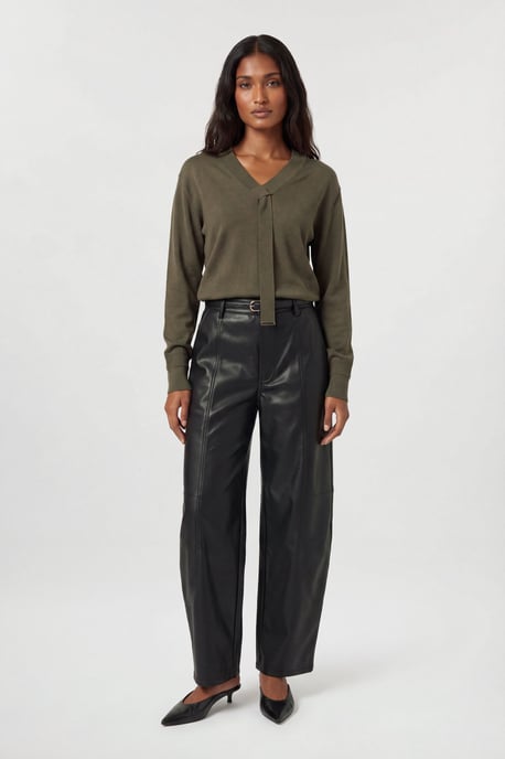 Viscose Blend Tie Neck Knit Jumper - Image 1