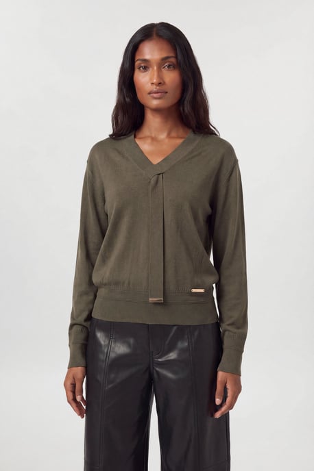 Viscose Blend Tie Neck Knit Jumper - Image 4