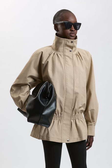 Trench Check Mix Funnel Neck Bomber Jacket - Image 1