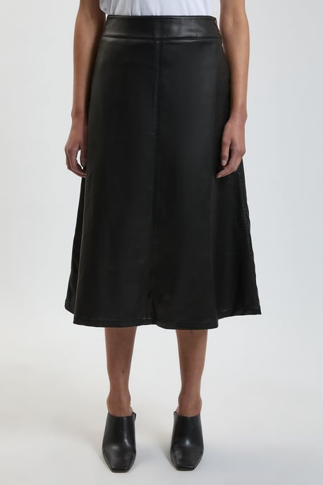Faux Leather A Line Midi Skirt - Image 2