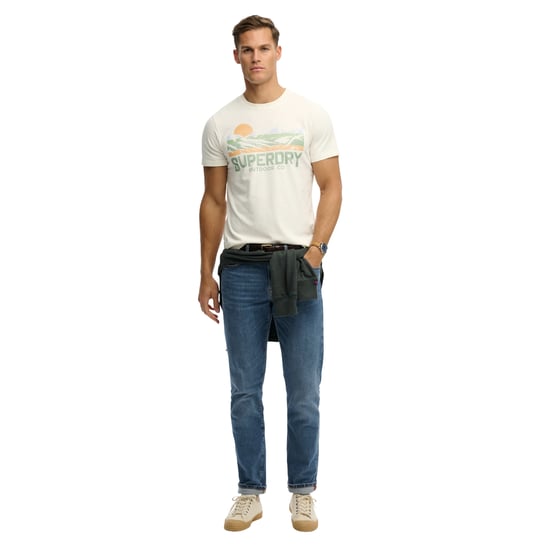 Superdry cream short sleeve print T-shirt slim fit - Image 3