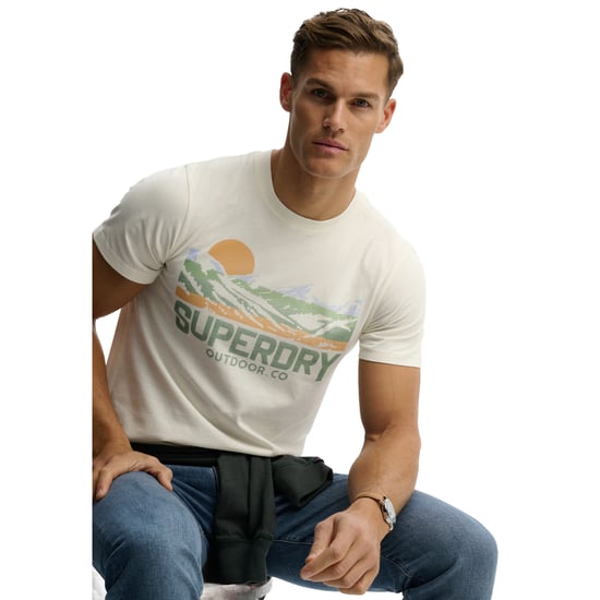 Superdry cream short sleeve print T-shirt slim fit - Image 4